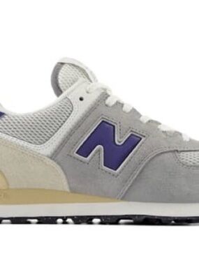 New Balance Men’s Gray & Purple Casual Suede Mesh Sneaker 574